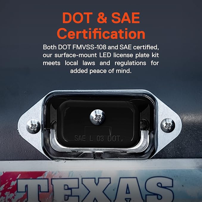 TRUE MODS Black LED License Plate Light for Boat Trailer [Surface Mount] [DOT FMVSS 108] [SAE L] [Waterproof] [12V DC] Universal Submersible Tag Lamp for Auto Work Utility Flat Bed Box Semi Truck RV