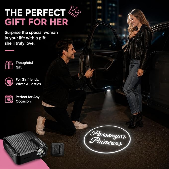 Personalized Wireless Car Door Projector Lights (02) | Customized Photo Car Door Step Courtesy Welcome Lights, Rechargeable Wireless Car Door Lights Interior