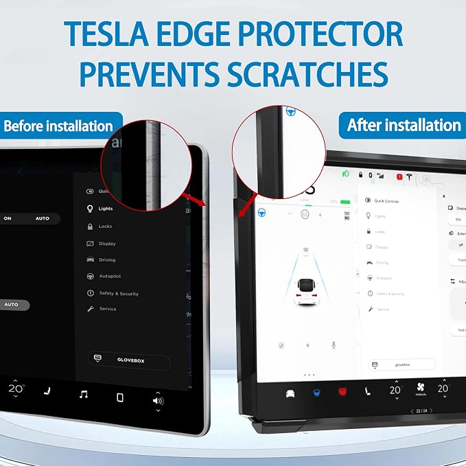 Screen Ambient Light for Tesla Model 3(2017~2023) & Model Y(2020~2024) Interior Lighting Screen Metal Protector case (Black)