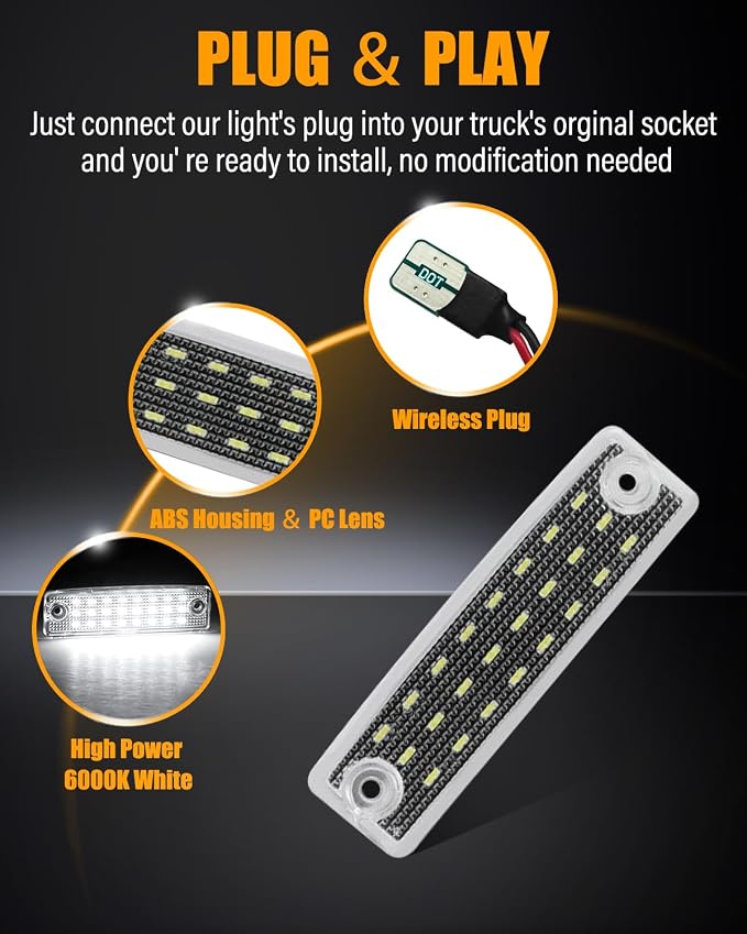 LESAUCE LED License Plate Light For 1996-2024 Toyota 4runner, 2008-2022 Sequoia, 6000K White, Tag Lamp Assembly Replacement, Pack of 2