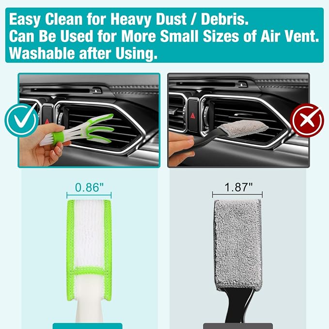 Luscinum Car Interior Duster Detailing Cleaning Gel Brushes Kit, | Soft Dust Detail Crevice Brush Slime Putty Cleaner Accessories Tools for Dashboard,Air Vent,Panel,Leather
