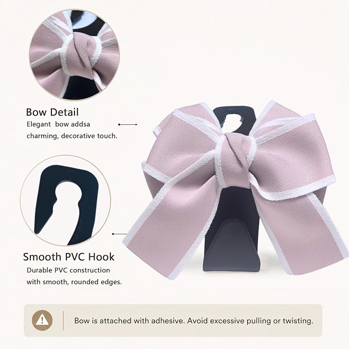 2 Pack Car Purse Hooks, Cute Bow Car Seat Headrest Hook Hanger for Purses and Bags, Space-Saving Car Accessory(pink)