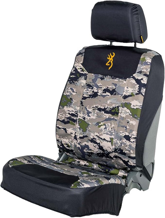 Browning Universal Low Back and Bench Seat Covers, Water and Dirt Resistant Car, Truck, and SUV Seat Covers, Buckmark (Ovix), Low Back (Single)