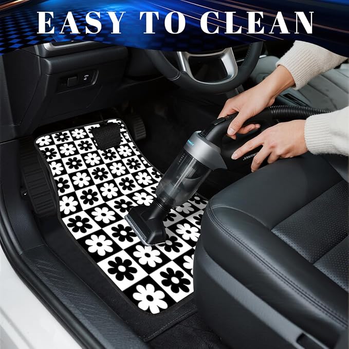 Bear Car Floor Mats Set of 4 Sunset Forest Pine Tree Wildlife Rustic Deer Automotive Foot Mats Rugs Carpet for Car Non-Slip Auto Car Accessories Universal Fit for Car SUV Truck Van
