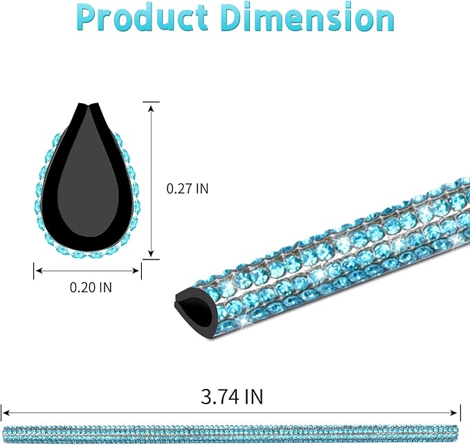 INSAUTO Bling Car Vent Outlet Trim,Bling Car Accessories for Women, 10pcs Rhinestone Bling Car Air Conditioner Vent Decoration Strips(Blue)