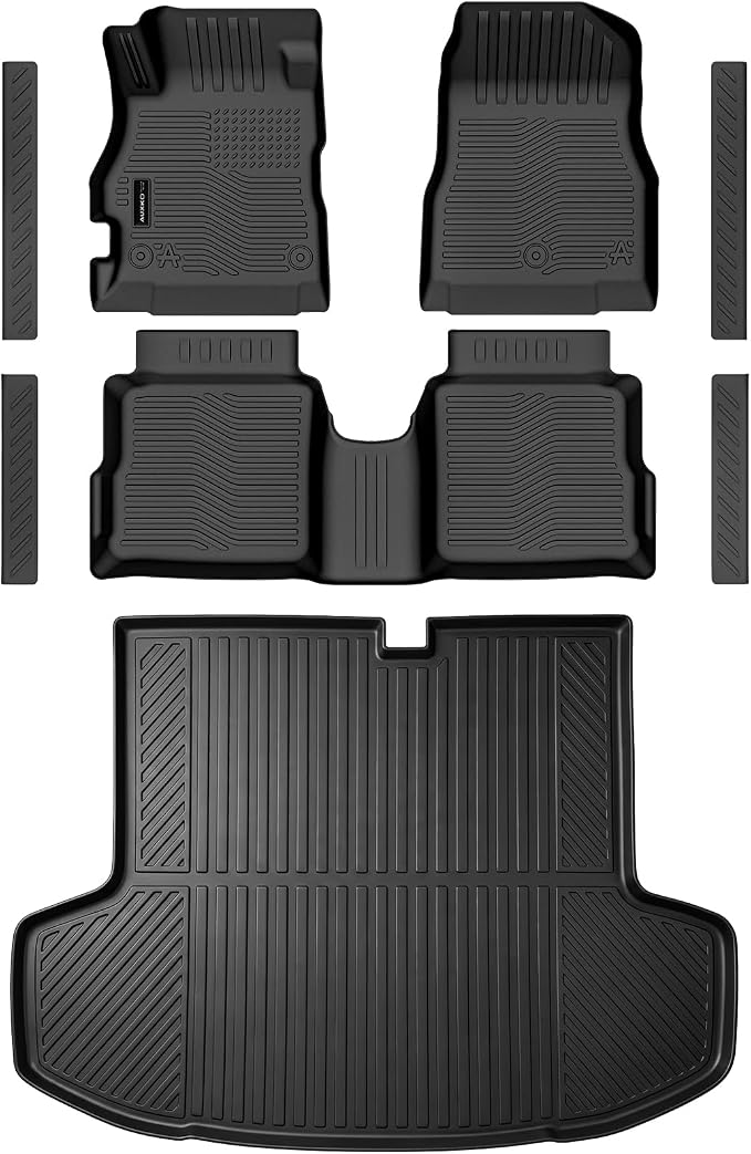 Auxko All Weather Floor Mats Cargo Mat for Nissan Versa 2020-2025 with Door Sill Protector TPE Liners All Season Accessories Guard Odorless Anti-Slip Floor Liners Trunk Tray