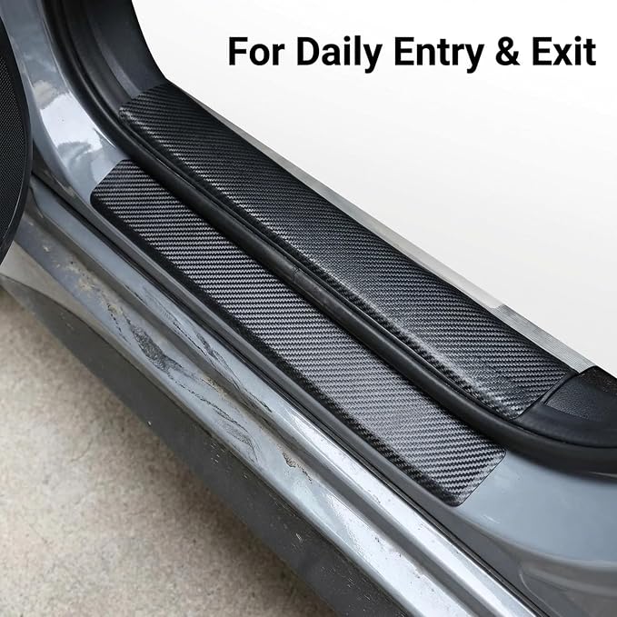 33Ft/10M 1 Roll Carbon Fiber Auto Door Edge Protector Tape, Door Sill Guard Wrap, Anti-Scratch Protective Film, Universal Edge Shield for Car Hood, Trunk, Roof and Interior(Black 2.75inx33Ft)