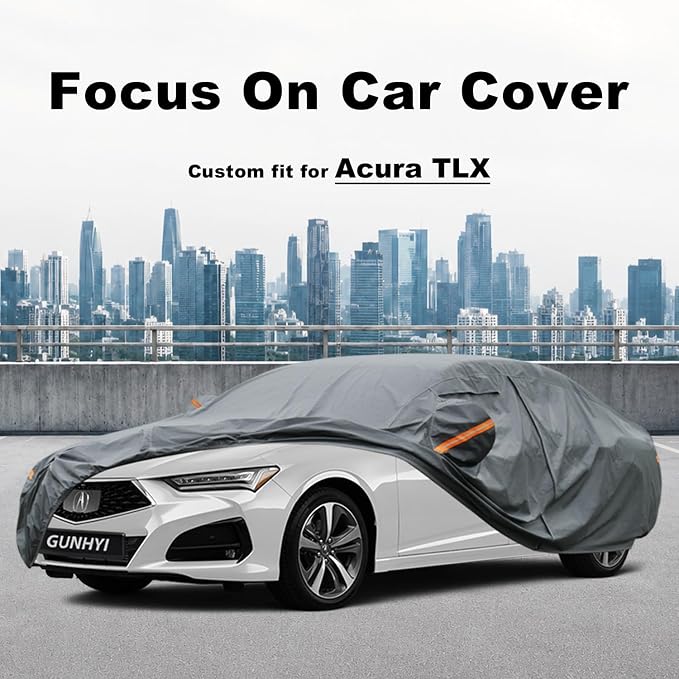 GUNHYI Premium Car Cover Custom Fit Acura TLX (2014-2026), 16 Layers Heavy Duty Car Cover Waterproof All Weather with Zipper Door for Sun Rain Snow Dust Uv Protection