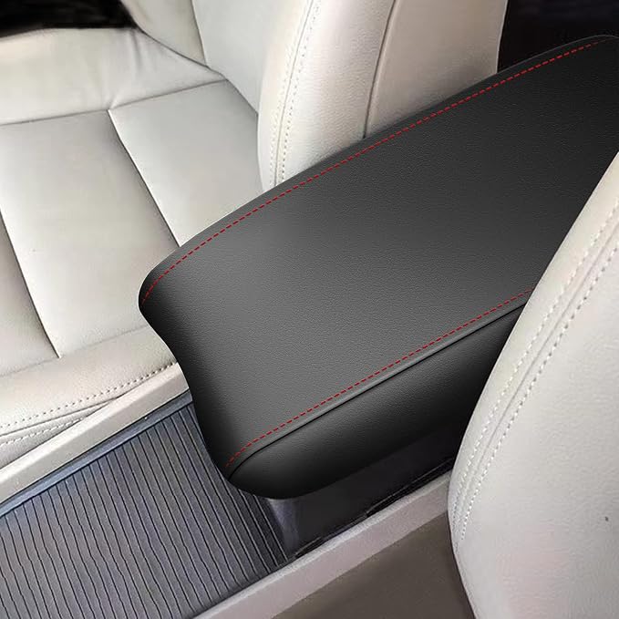 AOMSAZTO Armrest Cover for 2006-2011 Honda Civic Black with Red Stiches