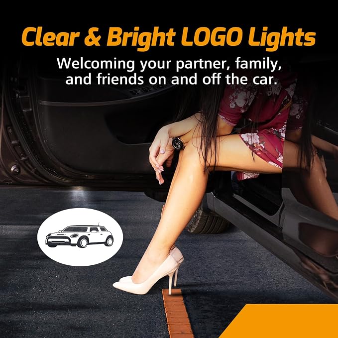 2Pcs Car Door Lights Projector for Mini Cooper/Countryman/Paceman/Sports/Clubman R55 R56 R57 R58 R59 R60 R61 F55 F56 F57 Car Accessories - Ghost Shadow Welcome LED Puddle Lights