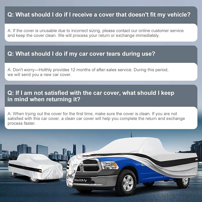 10 Layers Truck Cover Waterproof All Weather Custom Fit for Ford/Ram/Chevrolet Regular Cab Long Bed, Outdoor Full Exterior Pickup Car Cover for Automobiles Sun Rain Snow Ice Protection. Sliver