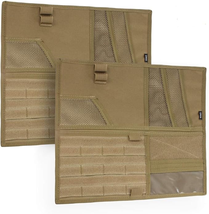 WYNEX Car Visor Organizer Fold MOLLE Panel, Fit Car Trucks Pickups Vans | 2-Packs, Fold: M-13.8x7", 3 Hoop & Loop Strap, Auto Sun Visor Storage Pouch for Essentials & Tactical Gear Road Trip
