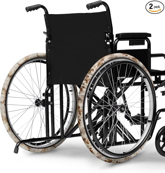 Wheelchair Tyre Covers 2 Pack Pumpkin Fall, Easy to Wash | Wheels Protective Cover 24 inch, Wheelchair Accessories for Seniors Adults, Thanksgiving Decorations
