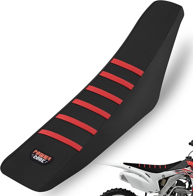 Universial Dirt Bike Seat Cover - Soft Ribbed Rubber Seat Covers for Motorcross Enduro (Red)