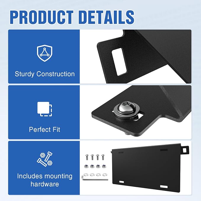 Nilight Front License Plate Bracket Fit for Ford Bronco 2/4 Door 2021 2022 2023 2024 2025 2026 Steel License Plate Mounting Holder Heavy-Duty Modular Bumper no Drilling Required Rattle-Free Black