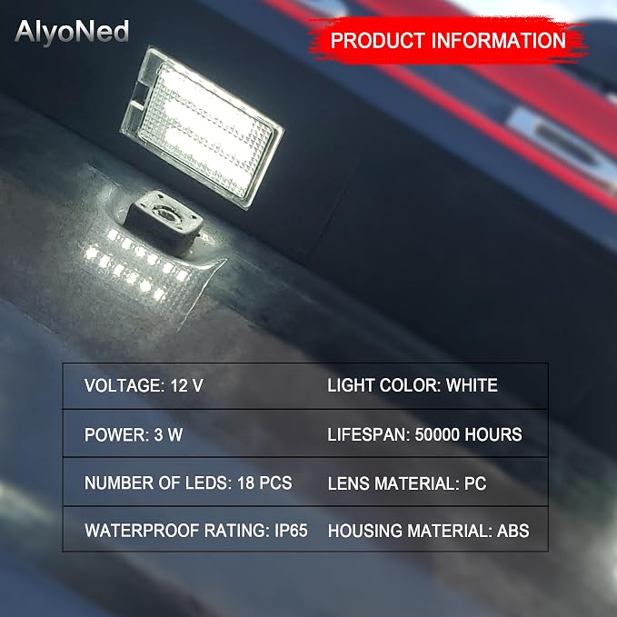AlyoNed LED License Plate Lights Tag Lamp Assembly Compatible with Dodge Durango 2014-2022 Pickup Truck, Clear Lens 6500K White
