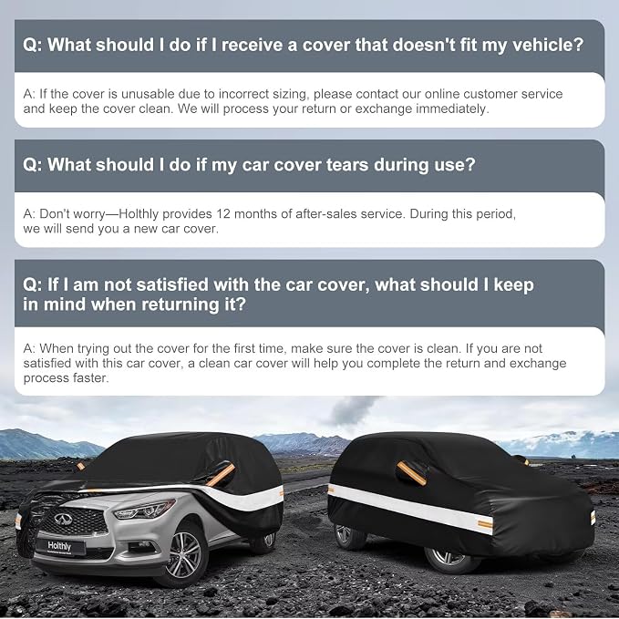10 Layers SUV Car Cover Custom Fit for Infiniti QX60 (2013-2026), Waterproof All Weather for Automobiles, Outdoor Full Cover Sun Dust Rain Protection with Cotton. Black