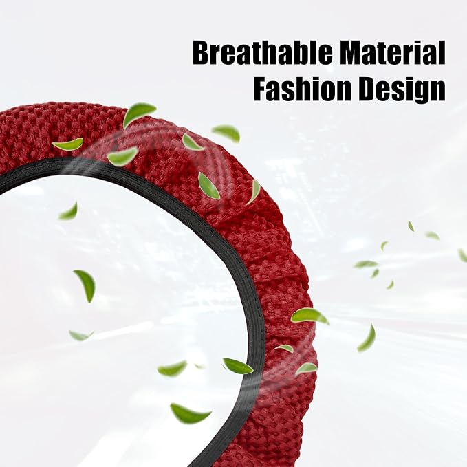 X AUTOHAUX Steering Wheel Cover Universal Elastic Stretch Antislip Breathable Microfiber Ice Silk Interior Trim Wheel Protector for Car Truck SUV Red