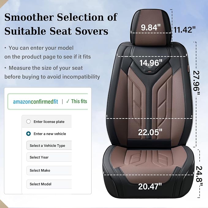 Coverado Seat Covers, Car Seat Covers Front Seats, Leather Seat Covers for Cars, Automotive Seat Covers Car Seat Protector Car Seat Cushion Universal Fit for Most Sedan SUV Pick-up Truck(Black&Coffee)