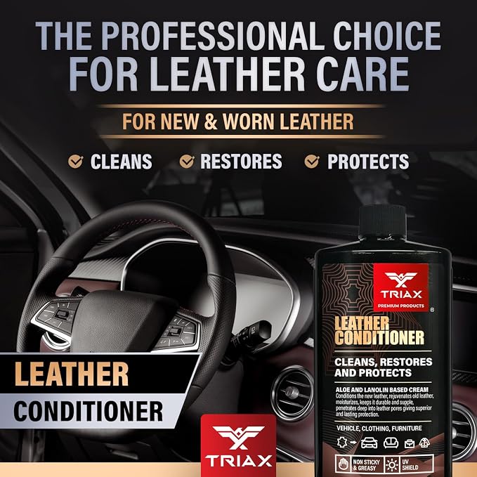 Triax Leather Conditioner Cleans, Restores, and Protects Vehicles, Clothing, and Furniture (Pack of 2-12 Ounce)