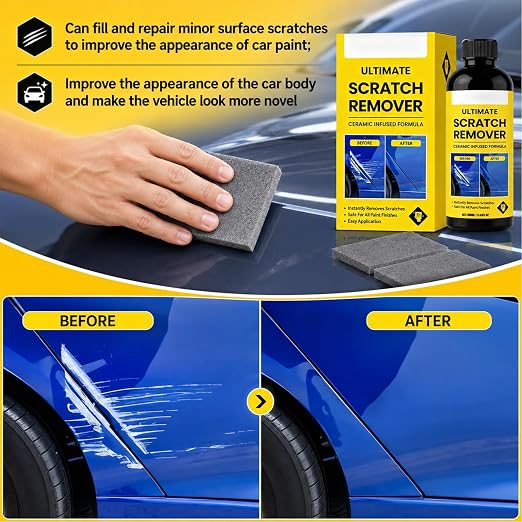 2Pcs Scratch Remover, 3.53 Fl Oz Plastic Polish Scratchs Removers, Professional Grade Car Scratch Repair Remover, All Paint Colors Polishing Kit, Quick Repair Scratches and Restore Shine