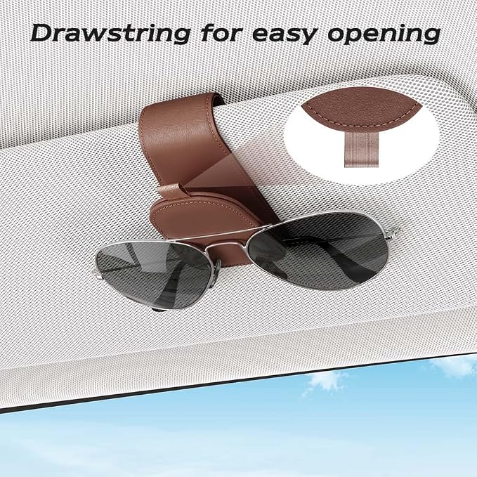 Sotfamily Sunglass Holder for Car Visor, Brown, 2 Packs | Suede Cloth, Magnetic, Organizer for Car Accessories
