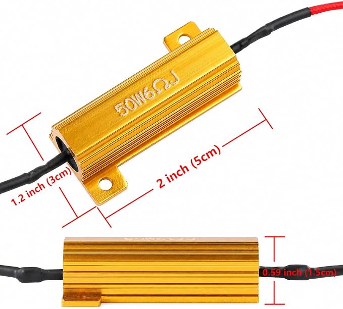 Aaron 4Pcs 50W 6ohm Load Resistors - Fix LED Bulb Fast Hyper Flash Turn Signal Blink Error Code (Resistors get very hot during working)