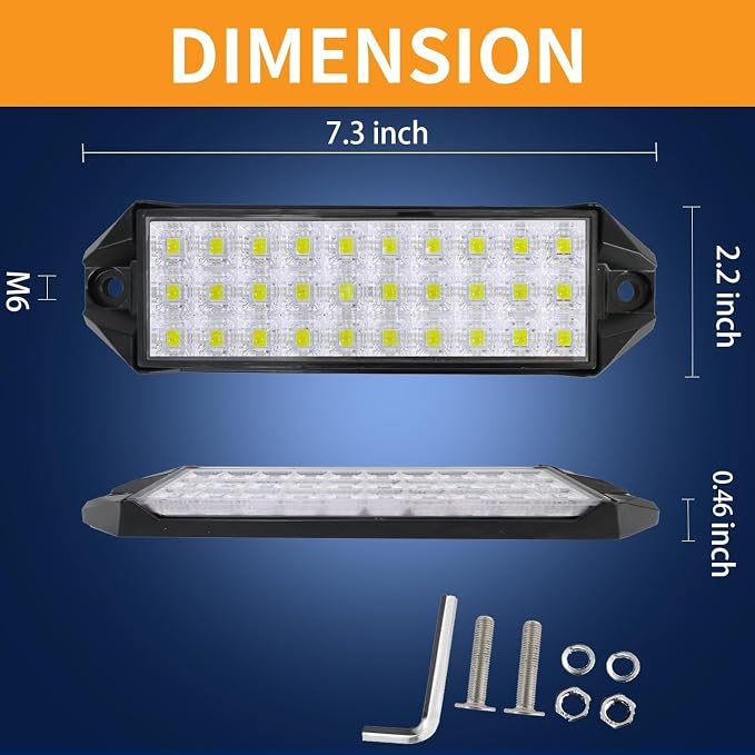Flush Mount LED Lights Pods,7 Inch Slim 12V 24V 40W Tractor Bumper Backup Reverse Surface Off Road Driving Fog Work Flood Light Bar for Marrine,Jeep,4X4,Truck, ATV,UTV,Boat 2 Pack