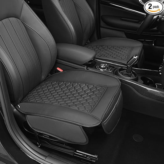 Elantrip Luxury Leather Car Seat Covers, Anti-Slip & Waterproof, Full Protection with Storage - Fits Most Cars, SUV, Trucks(Black, 2-Pack)