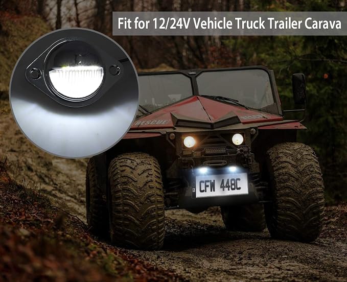 Justech 2PCS 3LED License Plate Light, Waterproof Number Plate Lights, Shock Resistant 12V 24V Tag Light Lamps Assembly for Trucks SUV Trailers, Van, RV and Boats License Tags - Silver