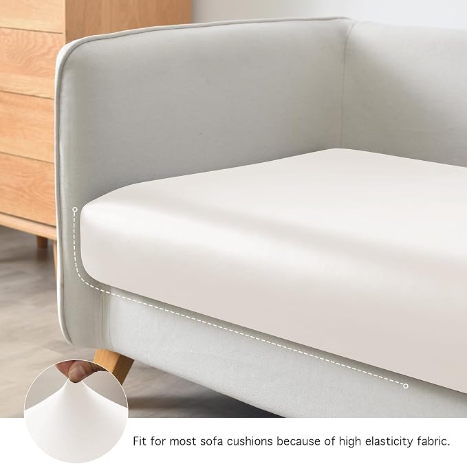 Yates Home PU Leather Couch Sofa Cushion Slipcover Water-Proof Elastic Chair RV Seat Covers Loveseat Sofa Furniture Protector Slip Cover for Seater Replacement Living Room（2 Pieces, Beige）