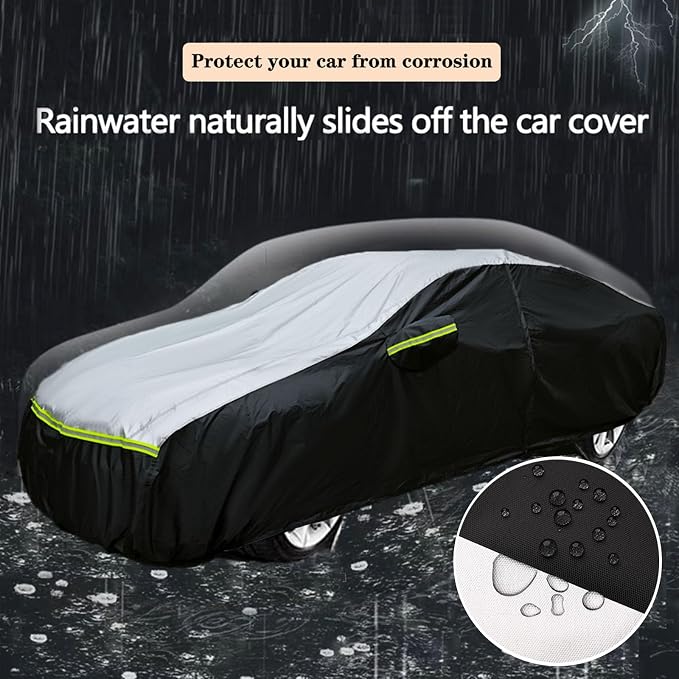 Car Cover Waterproof All Weather Tear-Resistant,Durable and Sun-Protect,Suitable for Cadillac CT6,Lexus LS, Lincoln MKS, Kia K9, Hyundai Equus,Volvo S90 with Zipper (Sedan Length 196-208inch)