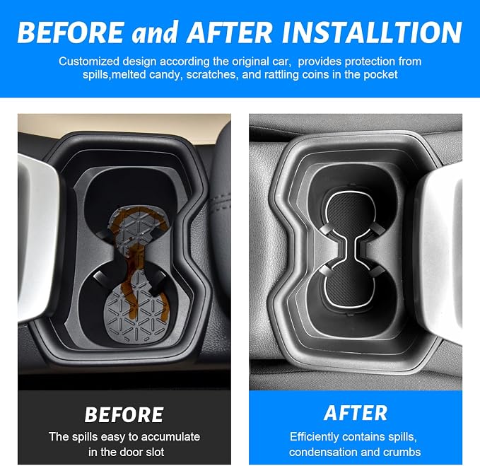 3D Cup Holder Inserts for Toyota RAV4 Accessories 2025 2024 2023 2022-2019 | Silicone Cup Coaster Mats Pad, Center Console Liner, 2Pcs, White Trim