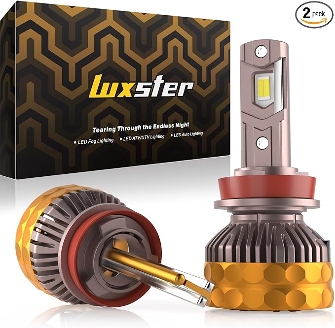 LUXSTER H11 H9 Ultra 80000lm High Performance LED Bulbs 6000K (2 Pack) | Exclusive Triple Copper Core Cooling, Stable 80000LM Output, 170° Ultra-Wide Beam, H8 H16 Foglight Use, 6000K, IP68