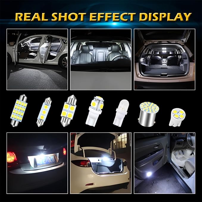 BESULEN 70 Pcs LED Car Bulb Kit, Auto Interior Lights, Dome Light 31mm 36 mm 41 mm T10 Bulbs, Super Bright Festoon Bulb Set, Vehicle Indoor Map Dome Trunk Cargo Door Courtesy License Plate Light