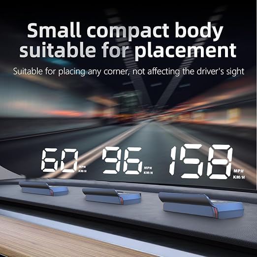 AZIJYV W2 White Heads Up Display for Cars Digital Speedometer for Car Speedometer for Car with Speed, Triple Over-Speed Alarm, Auto Light Sensor, HUD Speedometer Universal Fit for All Vehicles