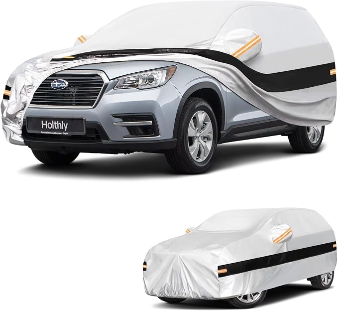 10 Layers SUV Car Cover Custom Fit for Subaru Ascent (2018-2026), Waterproof All Weather for Automobiles, Outdoor Full Cover Sun Dust Rain Protection with Cotton. Silver