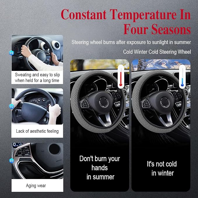 HAOBO Elastic Stretch Steering Wheel Cover, 15 Inch Automotive Steering Wheel Cover, Comfy Breathable Stretch Steering Wheel Protector, Ice-Silk Cloth Polyester Steering Wheel Cover for Men Women