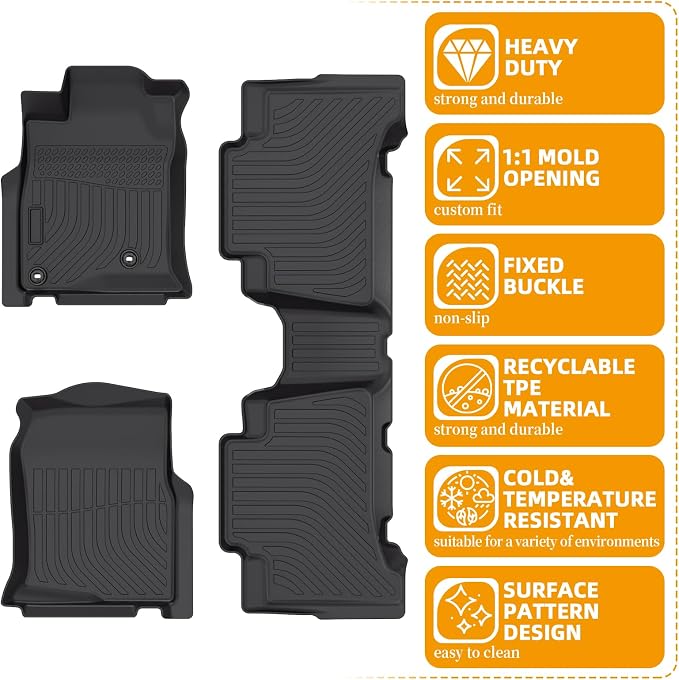 Floor Mats for Toyota 4Runner 2003 2004 2005 2006 2007 2008 2009 | 4th gen 4runner Floor Mats for 4Runner SR5|Limited, TPE Floor Liners Front & Rear Row(FIT for 5&7 Seats)