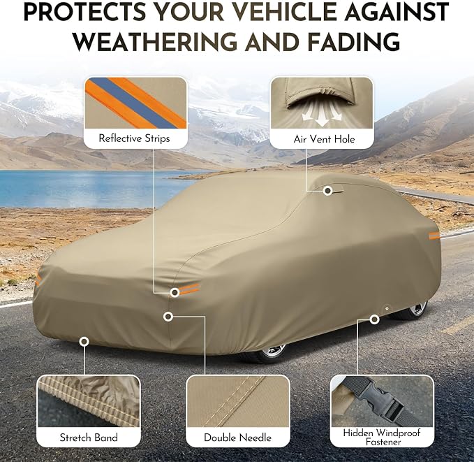 Kaugung Custom Fit Car Cover for Chevrolet Chevy Corvette C3 C4 C5 C6 C7 C8 (1968-2026), Heavy Duty All Weather Waterproof Outdoor Cover with Driver Door Zipper, Mirror Pockets & Air Vents