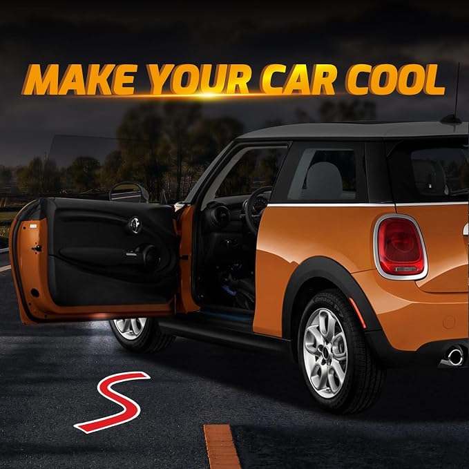 2Pcs Car Door Lights Projector for Clubman/Countryman/Paceman/Sports/Cooper R55 R56 R57 R58 R59 R60 R61 F55 F56 F57 Car Accessories - Ghost Shadow Welcome LED Puddle Lights (Red S)