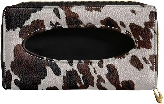 Brown Cowhide Backseat Tissue Case Holder Hanging Visor Tissue Holde Brown Cowhide PU Leather Tissue Box Napkin Holder