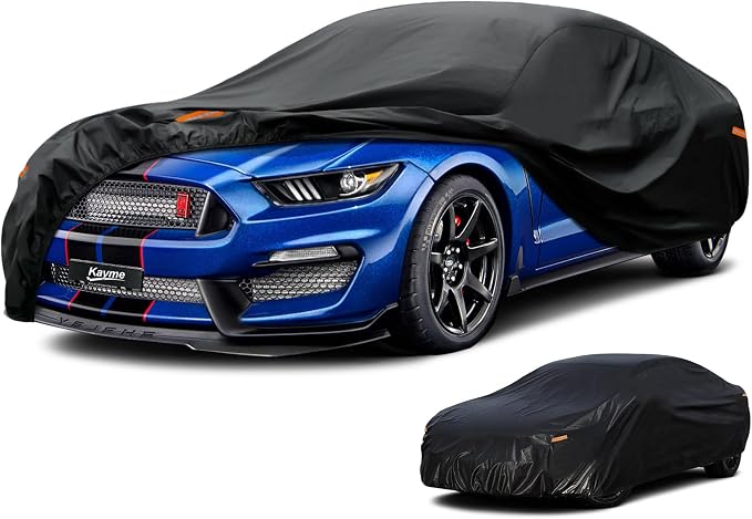 Kayme 10 Layers Coupe Car Cover Waterproof All Weather [See Vehicle Size Chart for Accurate Fit] Heavy Duty Full Exterior Cover for Automobiles Sun Rain Snow UV Protection. Size C4 (See Size Chart)