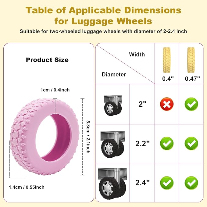 8PCS Silicone Luggage Wheel Cover for 2-2.4"Luggage Wheel Protector,Caramel | Protective suitcase wheel sleeves for compatible carry-on luggage, daily travel rolling, and one 4x2 double-wheel suitcase.