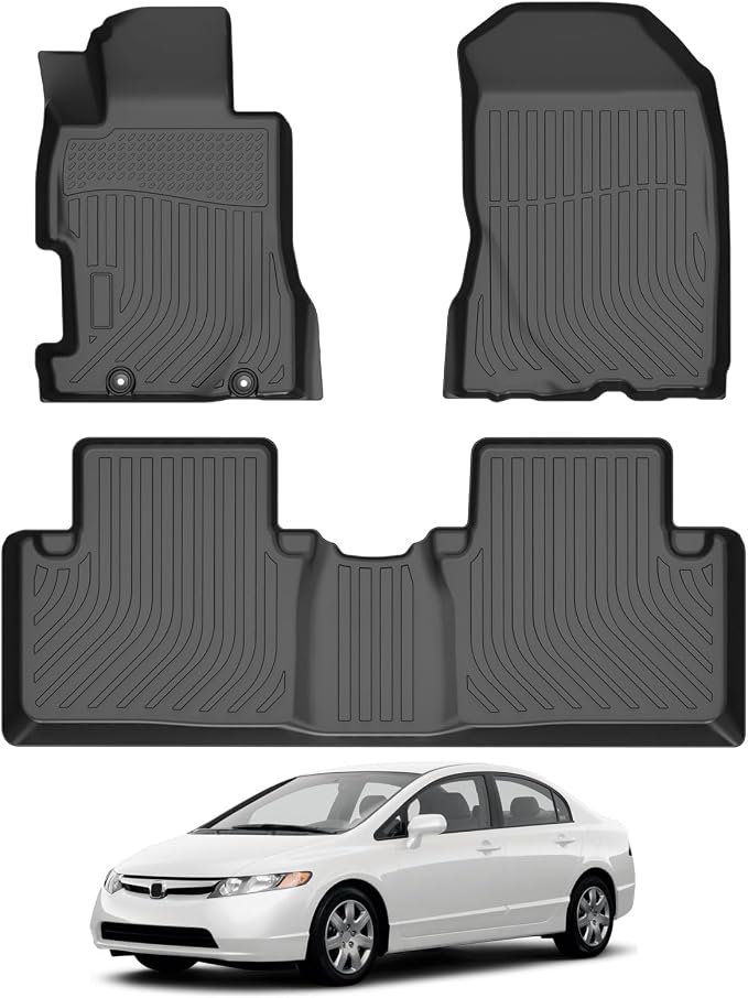 Civic Floor Mats - Car Mats for Honda Civic 2006-2011(Not Fit Coupe Model), All Weather Floor Mat for Civic Accessories, Heavy Duty Rubber Mats, Car Accessories