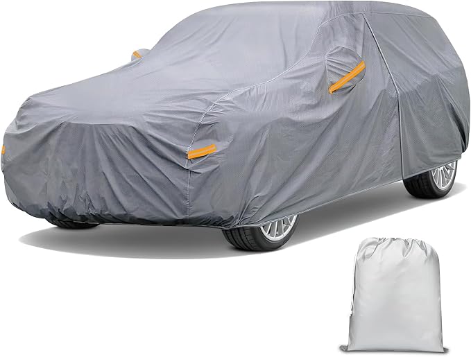 Nilight Car Cover Waterproof All Weather fo SUV, Heavy Duty Outdoor Full Cover Rain Sun UV Protection with Zipper Cotton, Extra Thick Car Covers,Universal Fit for SUV Jeep-Length (182" to 190")