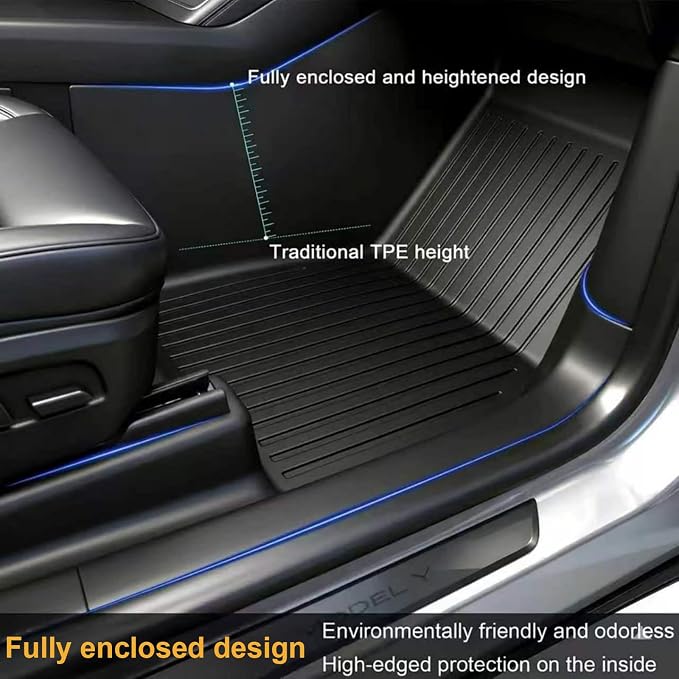 SUPER LINER 9 PCS Floor Mats & Accessories Compatible with Tesla Model Y Juniper 2026 2025, Custom Fit TPE Cargo Liners CabinProtect, All Weather Pet & Child System(Only fit Premium&Performance)