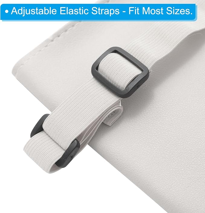 PATIKIL Car Tissue Holder, PU Leather Rectangle Napkin Paper Towel Dispenser Box Case with Elastic Strap for Car Sun Visor Seat, Beige