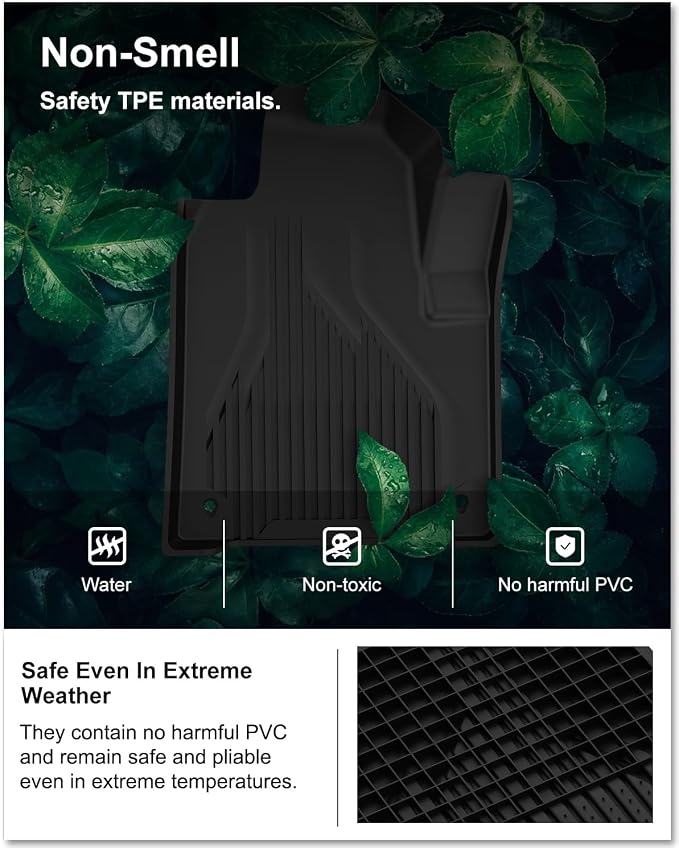 Kiwi Master Floor Mats & Cargo Mat for 2014-2023 Jeep Cherokee | OEM Replacement 82214855, Custom Fit All Weather Car Mats, Heavy Duty TPE Floor Liners, Front Rear Tray Trunk Mat Set, Black