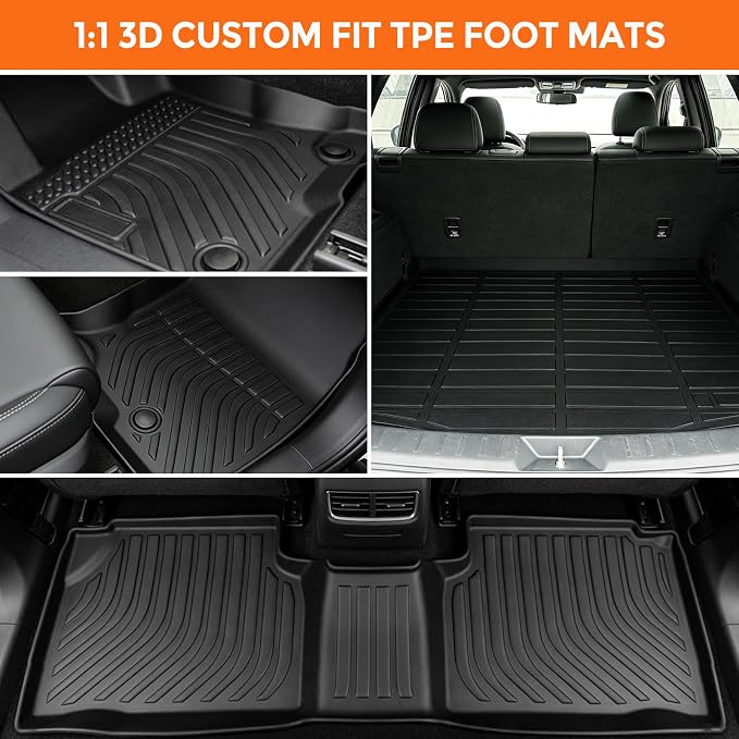 Floor Mats for Ford Escape Hybrid & Plug-in Hybrid 2020-2026 (Not for Gas) | Custom Fit Heavy Duty TPE All Weather Protection, Waterproof Non-Slip Black(Two-Row Floor Mats & Cargo Liner)